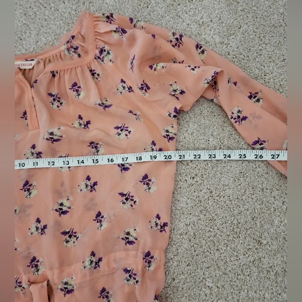 Rebecca Taylor Womens Size 4 Silk peach pink floral blouse lightweight top - Picture 8 of 8